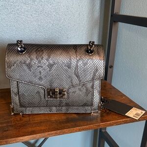 The Kooples Emily Elegant Silver Snake Print Handbag w tags